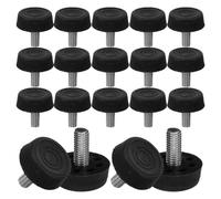 Ciieeo 20 Piezas Patas Niveladoras de Muebles Ajustables, Pies Niveladores para Silla y Escritorio, Negro, Plástico E Hierro, Fáciles de Instalar, para Nivelar y Levantar Muebles