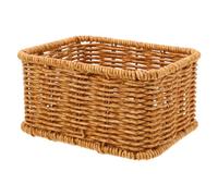 Ciieeo Cesta Rectangular de Imitación Ratán para Organizar, Estilo Rústico | Plástico y Faux Rattan, Base Estable y Textura Natural, para Estantes y Baño