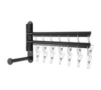 Ciieeo Colgador de Ropa para Secar Plegable de Acero Inoxidable Negro con 2 Niveles y Brazos Giratorios 360° Adecuado para Baño y Armario Organizador