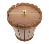 Ciieeo Cubo de Basura de Madera con Tapa Fiable y Diseño Rústico Redondo para Uso en Oficina y Dormitorio Color Caqui Duradero y Funcional