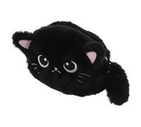 Ciieeo Monedero de Peluche para Niñas Diseño de Gato, Monedero para Monedas Grande y Suave, Bolsa de Almacenamiento de Dibujos Animados en Color Negro, Adecuado para Viajes y Escuela