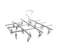 Ciieeo Tendedero de Ropa Plegable de Acero Inoxidable 20 Pinzas, Resistente al Viento, para Calcetines, Gancho para Colgar Ropa, Secado Práctico y Ahorra Espacio, Adecuado para Uso