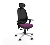 Cilanco sincro malla negra similpiel morado brazos 3D base aluminio cabecero 2D ruedas 65mm engomadas