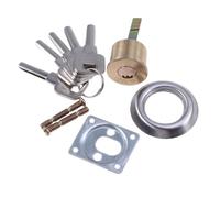 Cilindro de Cerradura de Repuesto en Latón Macizo para Puerta | Llanta y Cerrojos Nocturnos, Incluye Llaves, Placa, Tornillos y Aro Embellecedor para Acceso Color Aleatorio Estilo Aleatorio