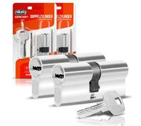Cilindro de seguridad 40/40 - Cerradura cilíndrica - Cerradura para puerta - Cilindro de doble paleta - Clase de protección contra robos A - Incluye 10 llaves - Clase de seguridad 2