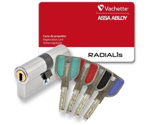 Cilindro de seguridad radial VACHETTE – Para puertas exteriores/de entrada – Seguridad muy alta – 4 llaves no copiables – 42,5 x 42,5 mm