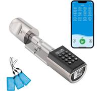 Cilindro electrónico PCB41 para puertas, ideal para puertas de entrada. Permite el acceso mediante código numérico, tarjeta RFID, aplicación móvil, conexión Wi-Fi. Incluye cerradura, compatible con pu
