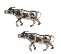 CIMAXIC Adornos de Latón Dorado Figura de Buey Retro, 2 Piezas Proceso de Pulido Fino, sin Rayar la Piel, Decoración Vintage Hogar
