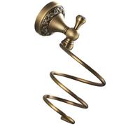 CIMAXIC Soporte Acero de Cobre en para Secador Pelo de Espiral y Inoxidable, Estante de Pared Dorado Organizador Seguro y Protector para Baño y Barbería