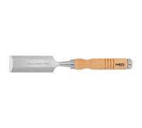 NEO TOOLS Cincel para madera, cincel, cincel, ancho de la hoja: 10 - 38 mm, hoja de acero CrV, mango de madera para mayor comodidad, refuerzo de impacto, anillos de metal en los mangos, reafilable (38