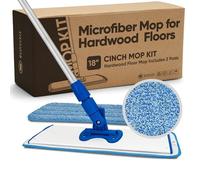 Cinch Mop - Mopa de Microfibra para Suelos de Madera Dura, Sistema de fregona Plana para Madera, Azulejos, Laminado, Vinilo, 2 Almohadillas húmedas, Cabezales de fregona de Microfibra Reutilizables
