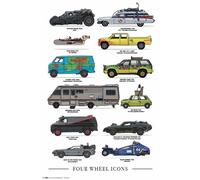CINE FOUR WHEELS ICONS POSTER PREMIUM 61X61,5cm CON CUELGA POSTER