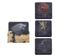 Cinereplicas Game of Thrones - Set de 4 Posavasos - Stark, Targaryen, Lannister & Baratheon 9.5cm - Licencia Oficial