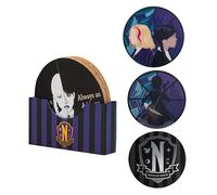 Cinereplicas Wednesday - Set de 4 posavasos 9,5 cm de diámetro - Licencia oficial