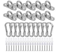 CINGHIA Ganchos Placa de Ojo de Acero Inoxidable,10 Piezas M5 Gancho Techo y Mosquetón de Resorte,Anclaje Pared Forma U Placas Oculares con Ojal con Tornillos Montaje para Fijación de Pared Colgar