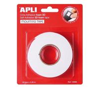 APLI Cinta adhesiva doble cara 13986 Foam 3D Blanca 1,9 cm x 2,8 m
