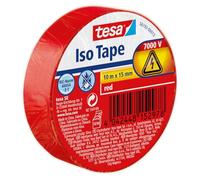 Cinta aislante de PVC tesa(10 m x 15 mm), color rojo