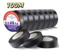Cinta aislante eléctrica ignífuga negra de 10/100M, cinta adhesiva fuerte para arnés de cables para cableado eléctrico, cinta impermeable