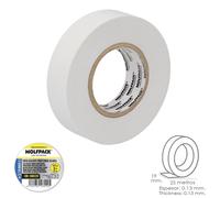 Cinta aislante profesional blanca espesor 0.13 mm. ancho 19 mm. rollo 25 metros cinta electricista, cinta aislante cables