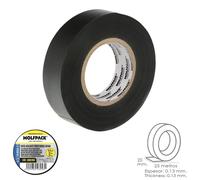 Cinta aislante profesional negra espesor 0.15 mm. ancho 25 mm. rollo 25 metros cinta electricista, cinta aislante cables