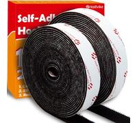 Cinta de autoadhesiva, 10 metros, extra fuerte, adhesivo de doble cara con cierre de , 20 mm de ancho, almohadilla autoadhesiva y cinta de gancho (negro, 20 mm x 10 m)