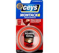 Cinta de Doble Cara Ceys Transparente agarre Total Inmediato y pegado Ultra Fuerte para gran cantidad de materiales