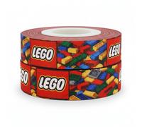 Cinta de groguén decorativa para pasteles de cumpleaños o envolver regalos, tarjetas, lazos de zapatos o manualidades, de 2 m x 22 mm, diseño de lego.