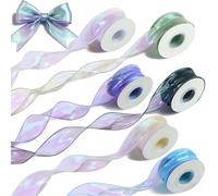 Cinta de Organza 4 cm x 9 m, Pack de 6 Rollos Cinta Regalo, para Regalos, Manualidades, Bodas, Árbol de Navidad, Lazos y Decoración DIY