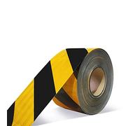 Cinta de precaución de peligro roja y blanca, advertencia de sarga autoadhesiva reflectante multicolor 10 cm x 20 m(Black+yellow)