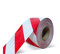 Cinta de precaución de peligro roja y blanca, advertencia de sarga autoadhesiva reflectante multicolor 10 cm x 20 m(Red+white)