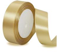 Cinta de Raso Dorada de 25 mm de Ancho, 23 metros Cinta de Satén Dorado para Envolver Regalos, Manualidades, Ramos, Proyectos de Dostura, Fabricación de Lazos, Decoraciones de Cumpleaños y bodas