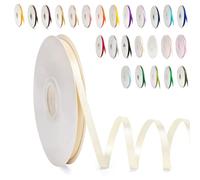 Cinta de satén de poliéster de 0,6 cm, color crema, 6 mm x 91 m, cinta de regalo, cinta de seda para manualidades, manualidades, embalaje de regalo, lazos, decoración de boda