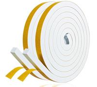 Cinta de sellado autoadhesiva, junta de ventana, 12 mm (ancho) x 10 mm (diámetro)/4 m (largo), junta de puerta para ventana, cinta de espuma, tira de sellado de goma blanco