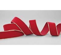Cinta de terciopelo de 3 m x 22 mm 644G rojo rojo oscuro dorado terciopelo con borde dorado terciopelo terciopelo cinta de regalo elegante embalaje de regalo decoración cinta de Navidad costura