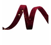 Cinta De Terciopelo Poliéster Estrella Dorada Doble Cara | Estrella dorada multicolor 1, 2,5, 5 cm 2 yardas: Envoltura de regalos for fiestas Manualidades DIY(Wine Red 1cm)