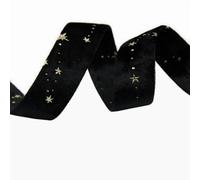 Cinta De Terciopelo Poliéster Estrella Dorada Doble Cara | Estrella dorada multicolor 1, 2,5, 5 cm 2 yardas: Envoltura de regalos for fiestas Manualidades DIY(Black 2.5cm)