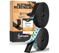 Cinta de velcro autoadhesiva extrafuerte para exterior e interior (adhesivo de marca 3M) 50 mm x 5 m negro, velcro I, cinta adhesiva de velcro, para bricolaje, manualidades, hogar, costura... Calidad
