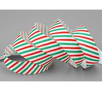Cinta decorativa LOLIPOP STRIPE de 25 m x 15 mm, Tela, color blanco, verde, rojo, sin alambre, cinta de regalo, cinta de Navidad, rayas de caña de azúcar, decoración para manualidades