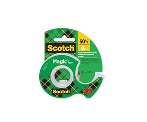 Cinta invisible Scotch Magic, 19 mm x 25 m, 1 rollo en el dispensador portátil/paquete