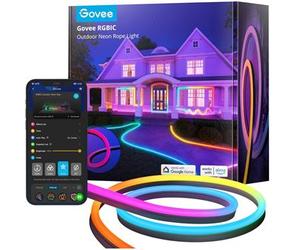 Cinta LED neón exterior Govee RGBIC 10 m 24 V IP67 control vocal 1130 lm multicolor - Nuevo