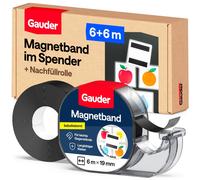 Cinta magnética autoadhesiva de GAUDER, en dispensador (6 m x 19 mm + rollo de recambio)