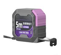 Cinta métrica resistente de 5 m, gancho de alta precisión (5 m x 25) | Bloqueo automático con una sola mano, acero de resorte de 19 mm, carcasa ABS que absorbe los golpes, lecturas métricas