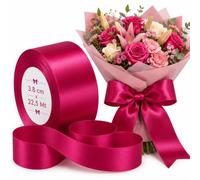 Cinta para envolver regalos - Satinado/imitación raso fucsia oscuro 3,8 cm x 22,5 m - Cinta de tela