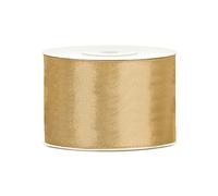 PartyDeco Cinta satinada dorada ocre 5 cm x 25 m