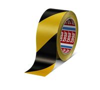 Cinta señalizacion adhesiva negra/amarilla 50mm rollo 33mt