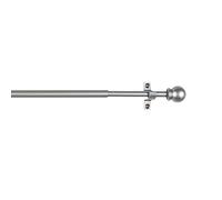 CINTACOR | Barra de acristalamiento extensible decorativa, barra de cortina para ventana, de metal con tornillos y soportes, barra ajustable, diámetro 10 mm, color: esfera gris, 70 - 120 cm