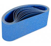 Cintas de lija con granos de circonio azules, de 75 x 457 mm, paquete de 10 unidades, para lijadoras de banda