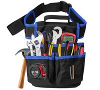 Cinturón de Herramientas para Hombre, Magnética Cinturon Portaherramientas Ajustable, 1200D Tela Oxford Porta Herramientas Cintura con 7 Bolsillos para Electricistas, Carpinteros (Negro)