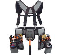 Cinturón de herramientas VEVOR, cinturón para profesionales con 22 bolsillos y tirantes, funda para cinturón para electricistas, carpinteros y trabajadores de la construcción, organizador tipo delanta