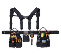 Cinturón para herramientas VEVOR, cinturón de trabajo con 19 bolsillos y tirantes, soporte para herramientas, soporte para martillos, ideal para electricistas, carpinteros y trabajadores de la constru